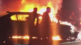 Video: Frantic rescue attempt from burning car in Vallejo
