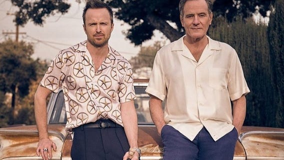 Breaking Bad stars Bryan Cranston and Aaron Paul in Pleasanton