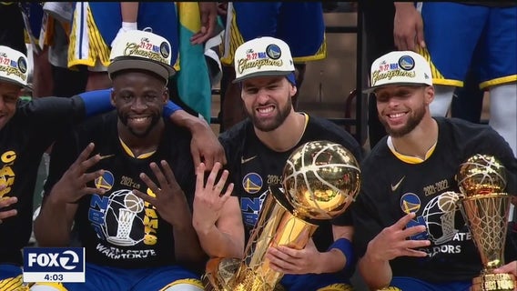 Celebrating Warriors' championship safely in the city at Monday's parade