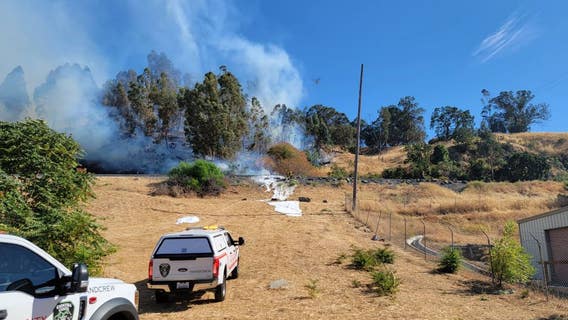 Firefighters protect buildings briefly threatened by Martinez brush fire