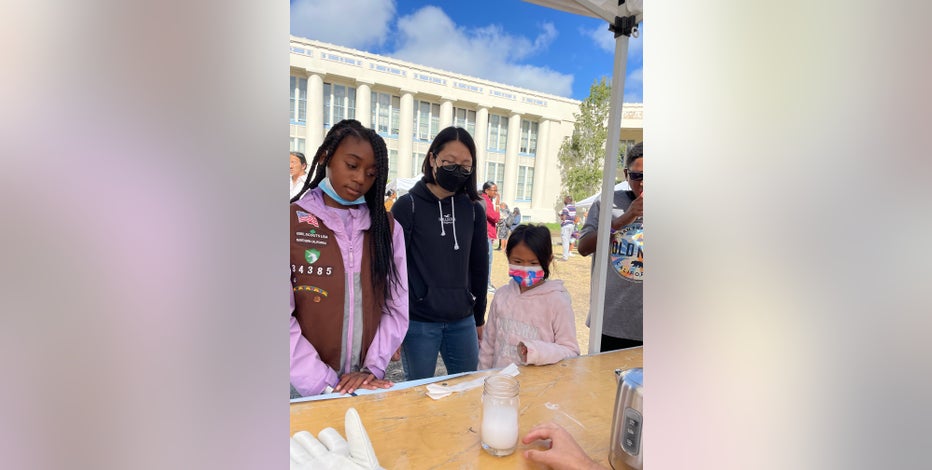 Oakland A's mascot helps deliver science kits to Global Family Elementary  School in Oakland - ABC7 San Francisco