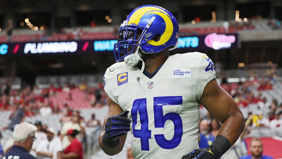 Linebacker (45) Bobby Wagner of the Los Angeles Rams against the Dallas  Cowboys in an NFL football game, Sunday, Oct. 9, 2022, in Inglewood, Calif.  Cowboys won 22-10. (AP Photo/Jeff Lewis Stock Photo - Alamy