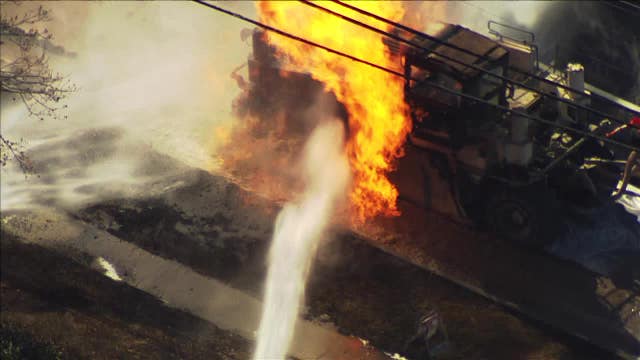 Fire erupts in Concord after construction crew hits gas main