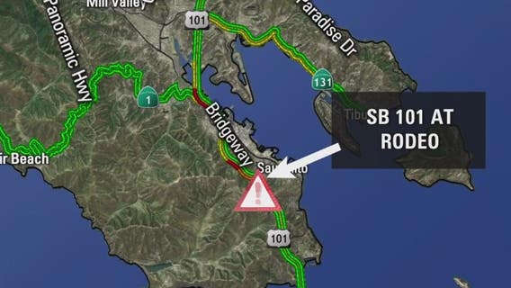 Rock slide slows traffic, damages cars on US Highway 101 in Marin County
