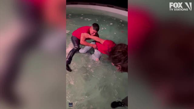 Video: Virginia family falls through ‘frozen’ pool on Christmas after dance party on ice