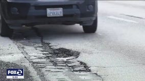 Pothole on Highway 101 in Redwood City leads to dozens of flat tires