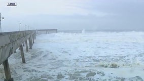 High surf in Pacifica knocks out concrete benches along beach