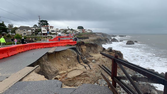 Scenic West Cliff Drive buckles; Biden to visit storm-damaged Santa Cruz coastline