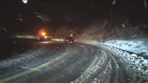 Fresh snow falls in Napa County