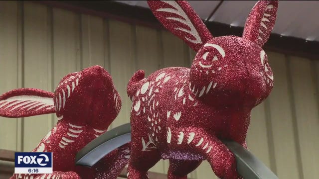 Floats under construction for San Francisco's Lunar New Year celebration