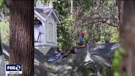 Crews rush to patch damaged Trocadero House ahead of incoming storm