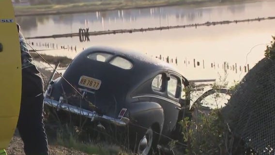 Car falls in water off San Mateo bridge, driver rescued