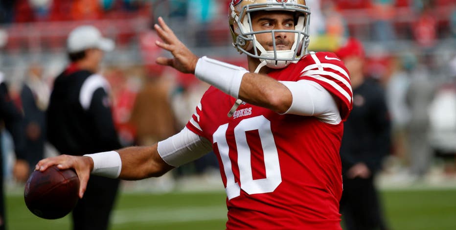 Quarterback Jimmy Garoppolo of the Las Vegas Raiders talks with News  Photo - Getty Images