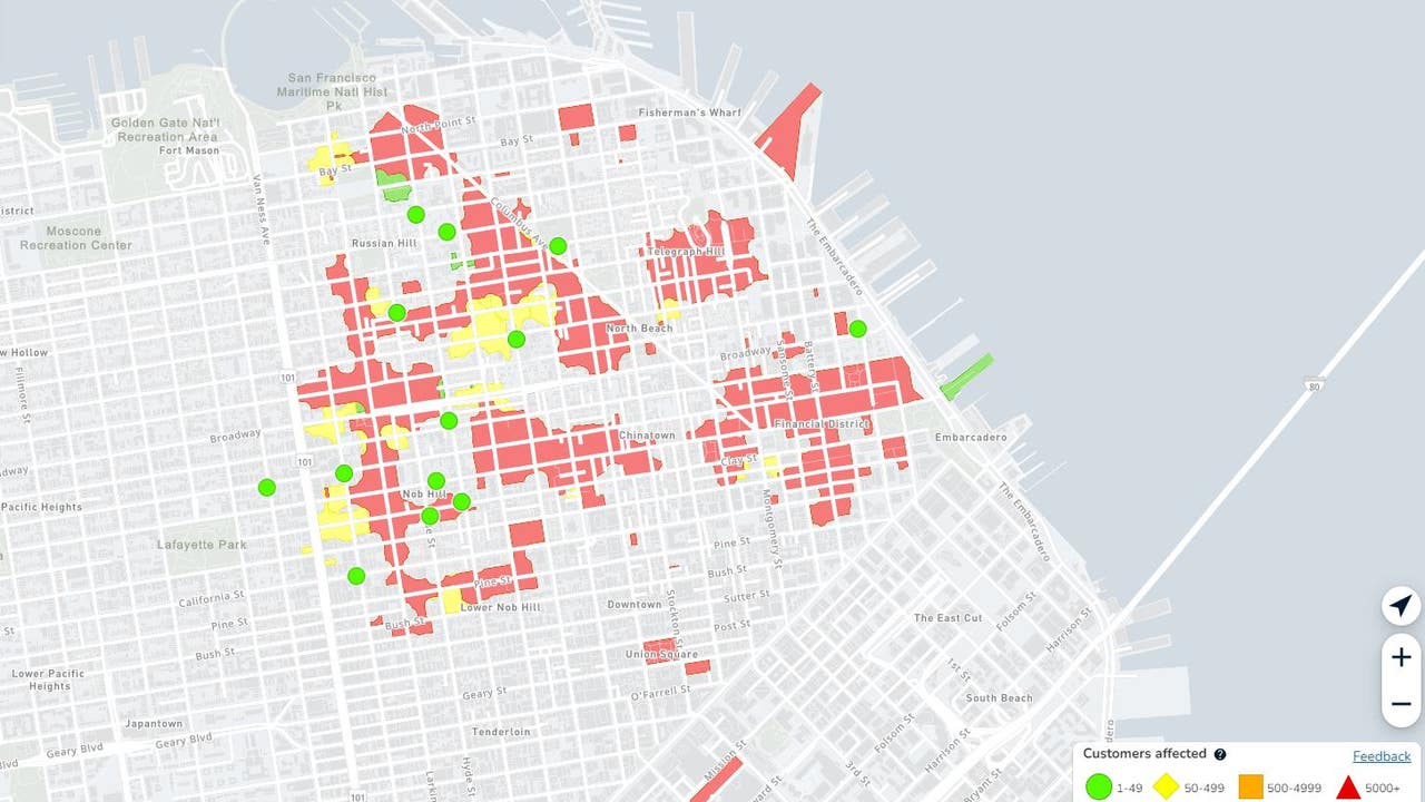 Power outage affects San Francisco’s North Beach, Nob Hill, Chinatown, and Financial District