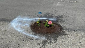 Oakland woman finds clever way to fill potholes plaguing her neighborhood