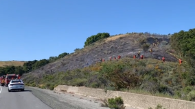 2-alarm brush fire burns acres in Redwood City