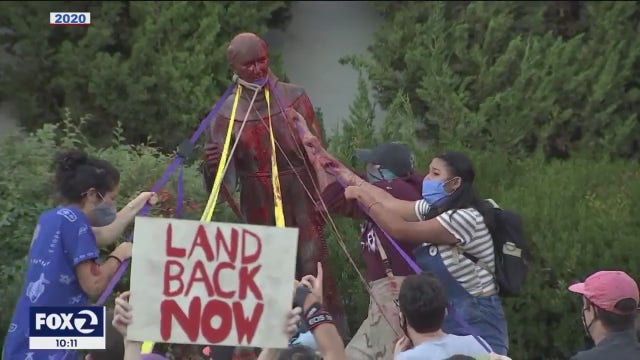 Marin County DA reduces charges in Junipero Serra statue vandalism; protest ensues