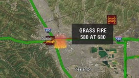 Grass fire temporarily forced lane closure on I-580 in Dublin, fire now extinguished