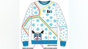 Check out BART's new ugly holiday sweater complete with blinking lights, honking horn
