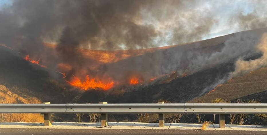 Crews contain 55-acre fire along I-580 in Altamont Pass