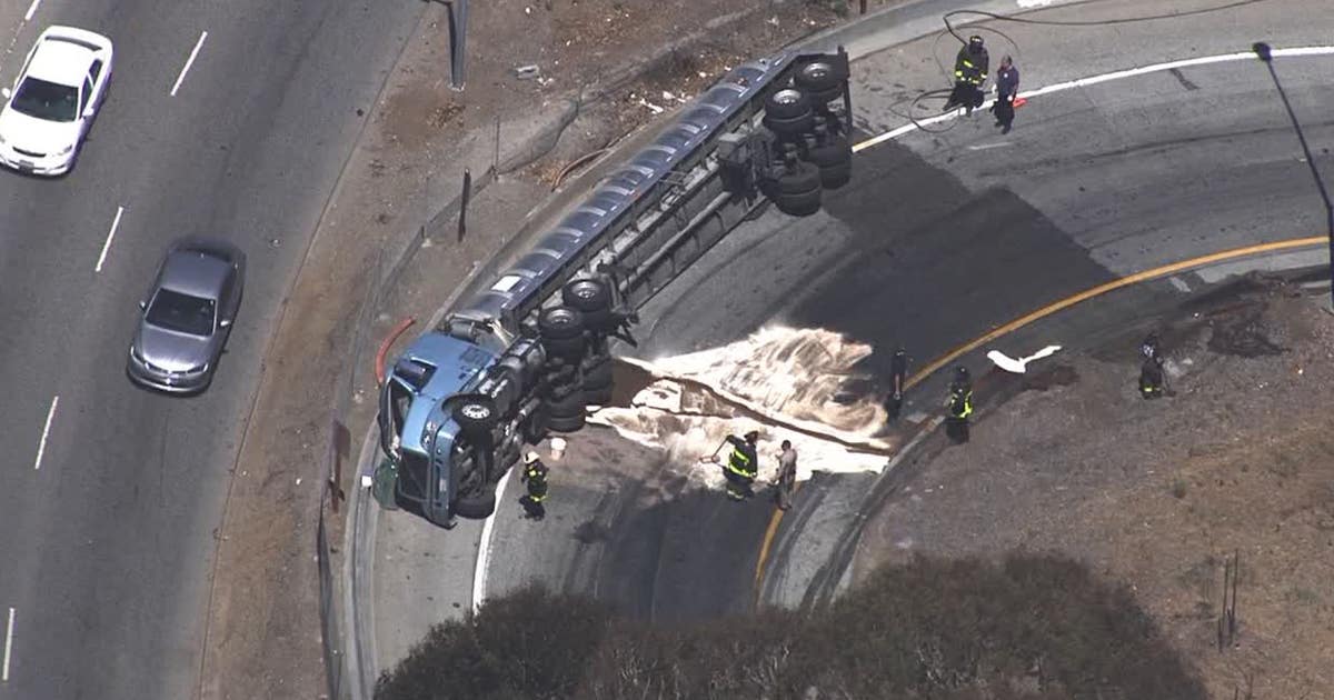 600 gallons of cooking oil spill from overturned tanker truck in San ...