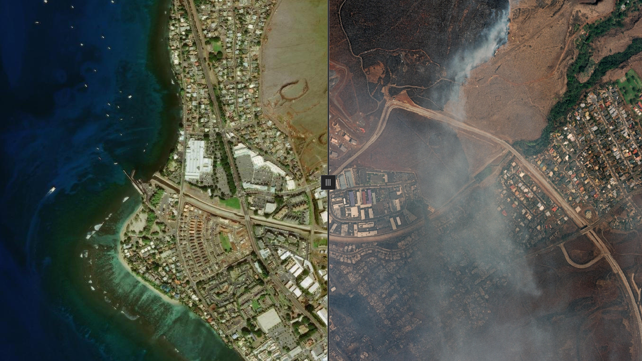 Maui Fire Interactive Map Shows Before And After Images Allows   Maui Interactive Fire Map 