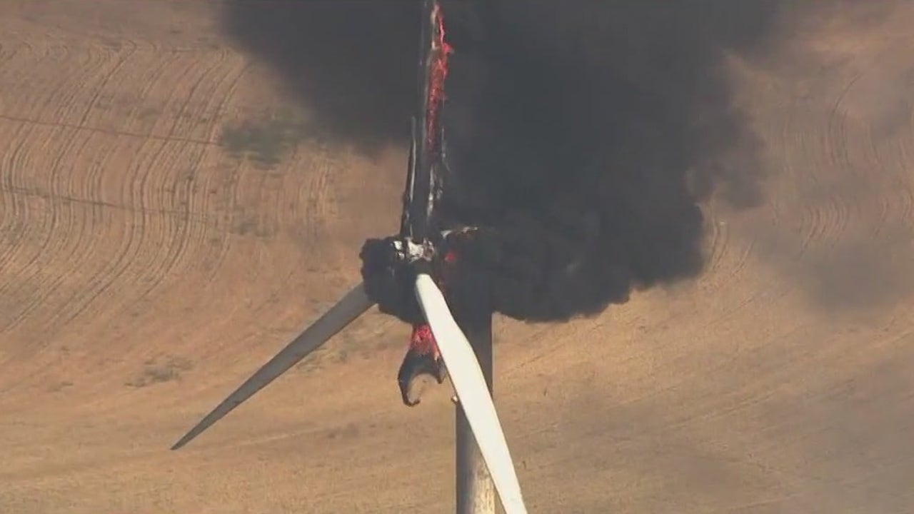 Wind Turbine Catches Fire In Solano County | KTVU FOX 2