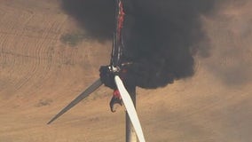 Wind turbine catches fire in Solano County