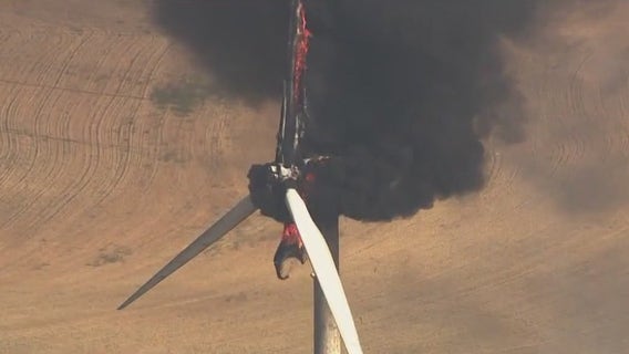 Wind turbine catches fire in Solano County