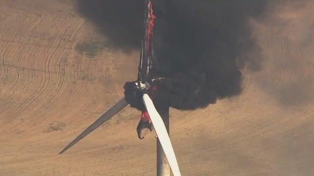 Wind turbine catches fire in Solano County