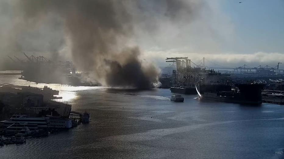 Debris pile sparks fire at Oakland recycling yard near port