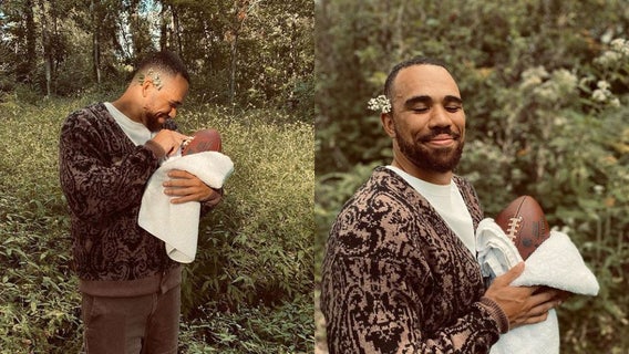 Colts' Kylen Granson does newborn photo shoot to celebrate first NFL touchdown