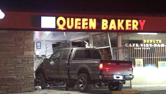 Stolen truck driver slams into San Jose bakery, suspect steals lottery tickets