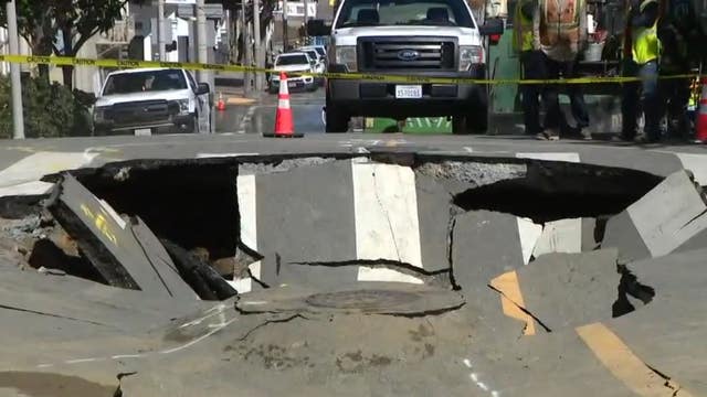 Massive San Francisco sinkhole forms after water main break
