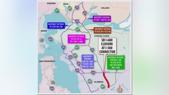 Southbound I-680 in Pleasanton closed for repaving