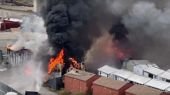 Fire breaks out at Oakland tiny homes storage site