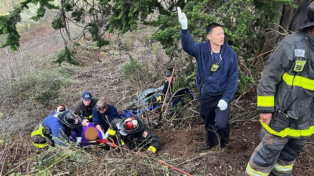 2 rescued after car goes down San Francisco embankment