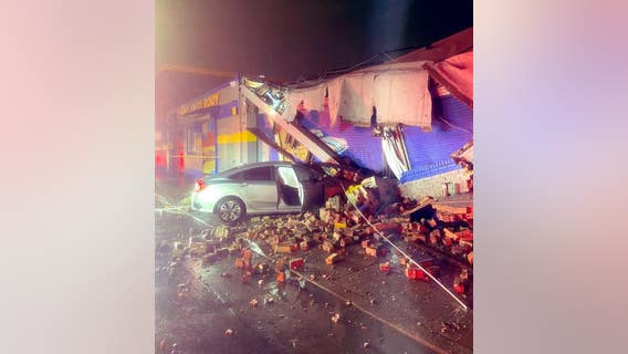 Car slams into Oakland auto body shop in chain-reaction crash