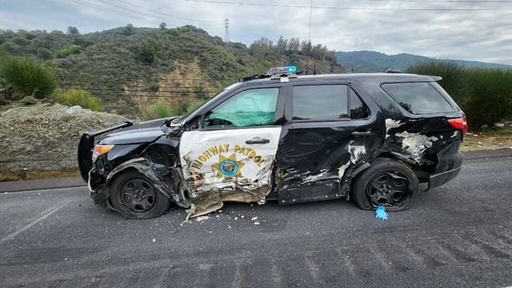 Box truck crashes into CHP patrol vehicle and school bus in the South Bay, no injuries