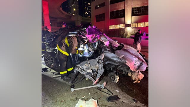 Photos: Car catapults over edge of off-ramp, into building in San Francisco
