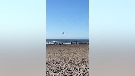 SFFD, CHP perform surf rescue of person at Ocean Beach