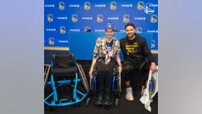 Klay Thompson surprises fan with custom-made wheelchair