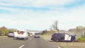 CHP releases video of wrong-way driving crashing into patrol car