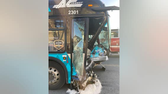14 people injured after AC Transit bus hit by vehicle in Oakland
