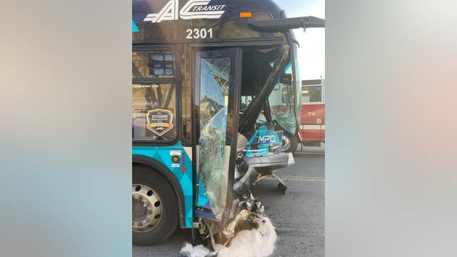 14 people injured after AC Transit bus hit by vehicle in Oakland