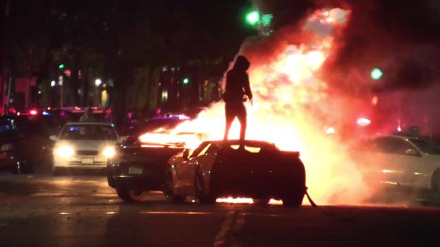 Cars set on fire at multiple Oakland sideshows