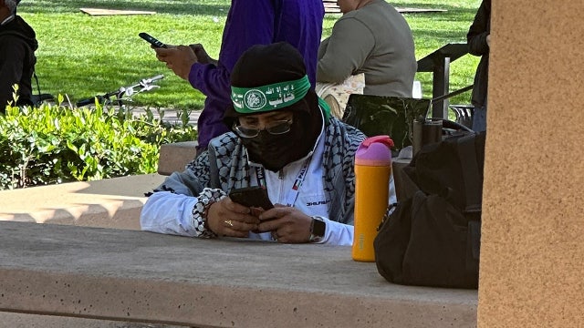 Photos: Stanford protester seen wearing Hamas headband