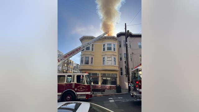 San Francisco firefighters battle flames at 3-story building in Nob Hill neighborhood