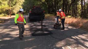 Oakland crews pave potholes on Skyline Boulevard