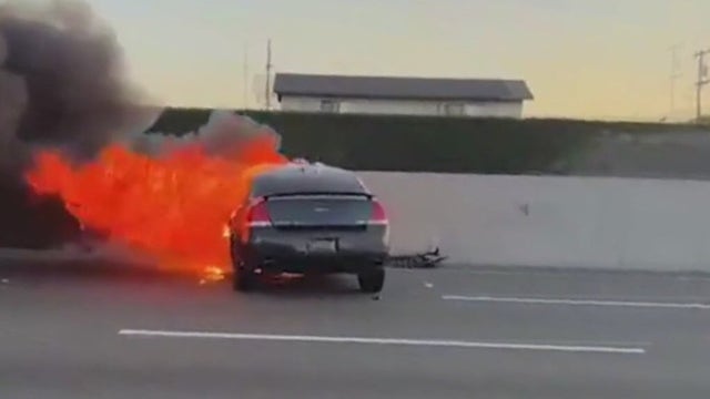 Car crash, fire on I-880 result of freeway shooting: CHP